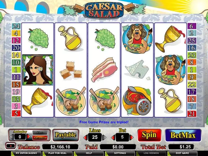Main Screen Reels - Caesar Salad CryptoLogic Slots Game