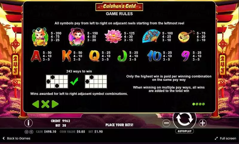Info and Rules - Caishen’s Gold Pragmatic Play Slots Game