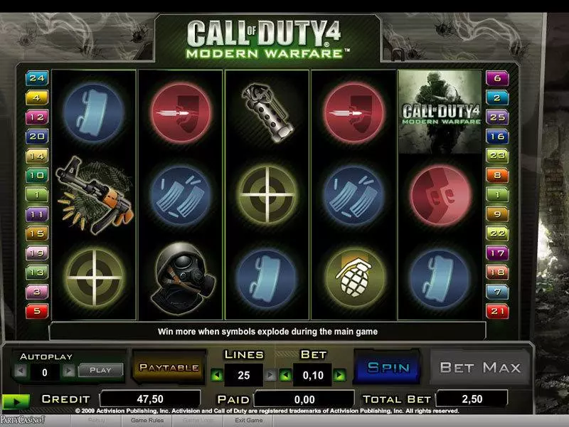 Main Screen Reels - Call of Duty 4 bwin.party Slots Game