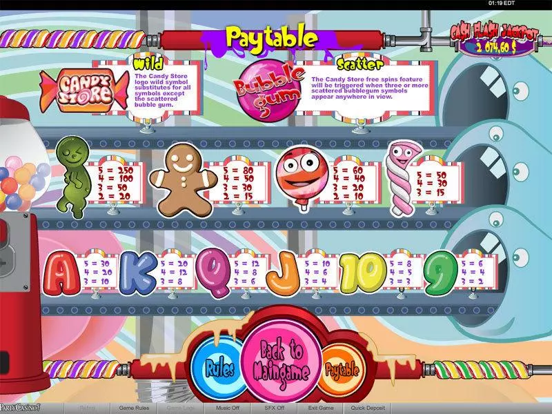 Info and Rules - Candy Store bwin.party Slots Game