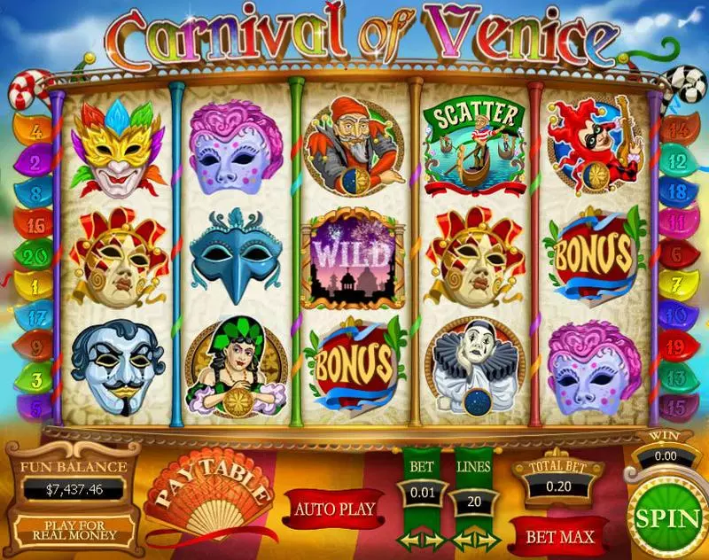 Main Screen Reels - Carnival of Venice Topgame Slots Game