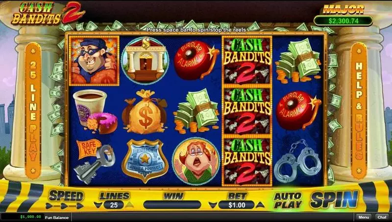 Main Screen Reels - Cash Bandit 2 RTG Slots Game