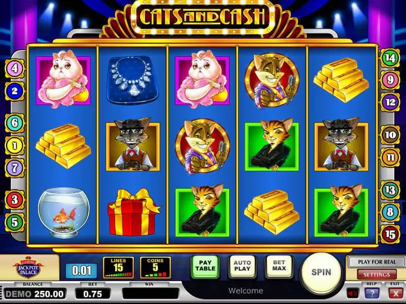 Main Screen Reels - Cats & Cash Play'n GO Slots Game