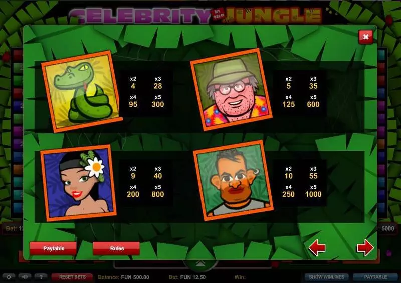 Bonus 1 - Celebrity in the Jungle 1x2 Gaming Slots Game