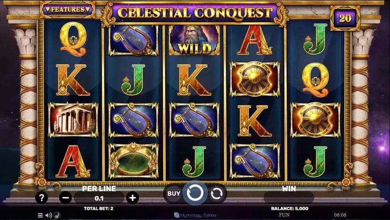 Main Screen Reels - Celestial Conquest Spinomenal Slots Game