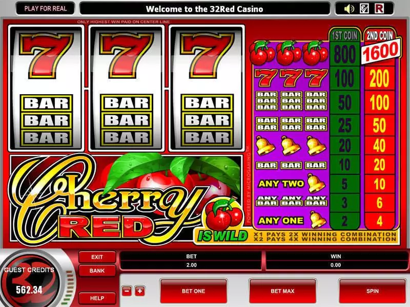 Main Screen Reels - Cherry Red Microgaming Slots Game