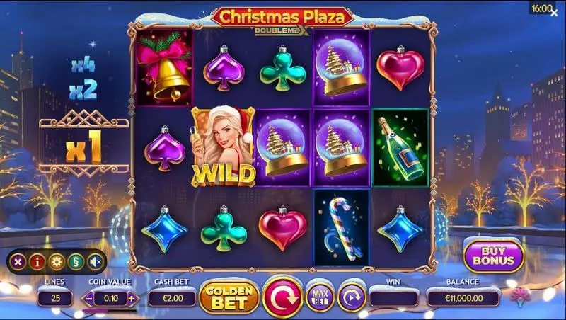 Main Screen Reels - Christmas Plaza DoubleMax Yggdrasil Slots Game