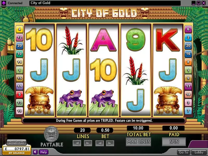 Main Screen Reels - City of Gold 888 Slots Game