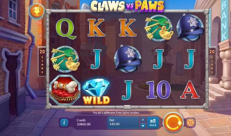 Main Screen Reels - Claws vs Paws Playson Slots Game