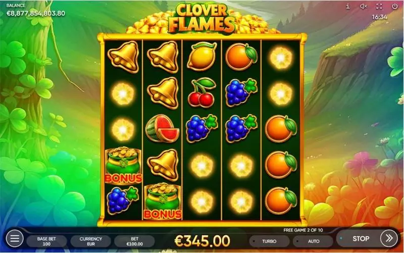 Main Screen Reels - Clover Flames Endorphina Slots Game