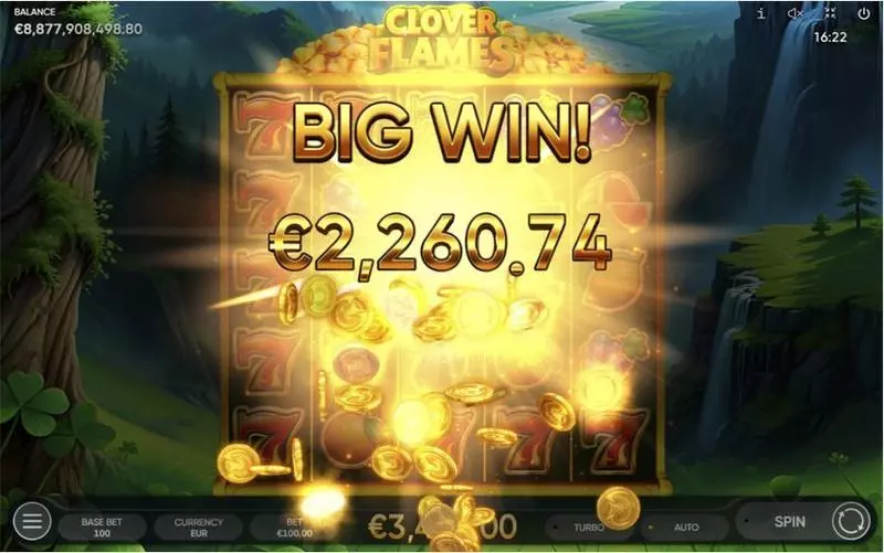 Winning Screenshot - Clover Flames Endorphina Slots Game