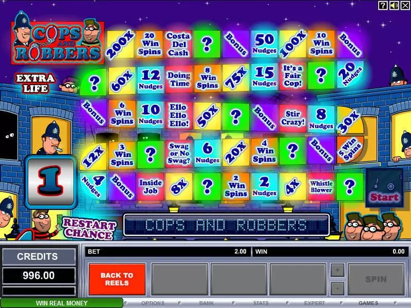 Info and Rules - Cops and Robbers Microgaming Slots Game