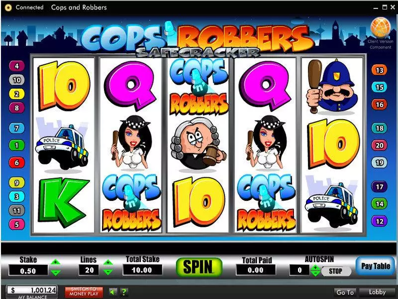 Main Screen Reels - Cops and Robbers Safe Cracker 888 Slots Game