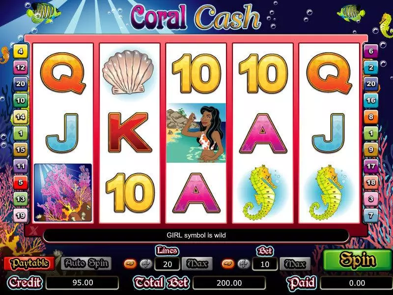 Main Screen Reels - Coral Cash bwin.party Slots Game