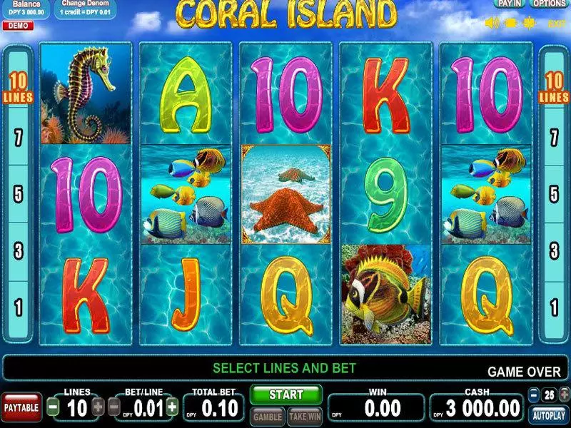 Main Screen Reels - Coral Island EGT Slots Game