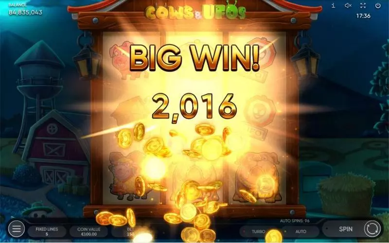 Winning Screenshot - Cows & UFOs Endorphina Slots Game