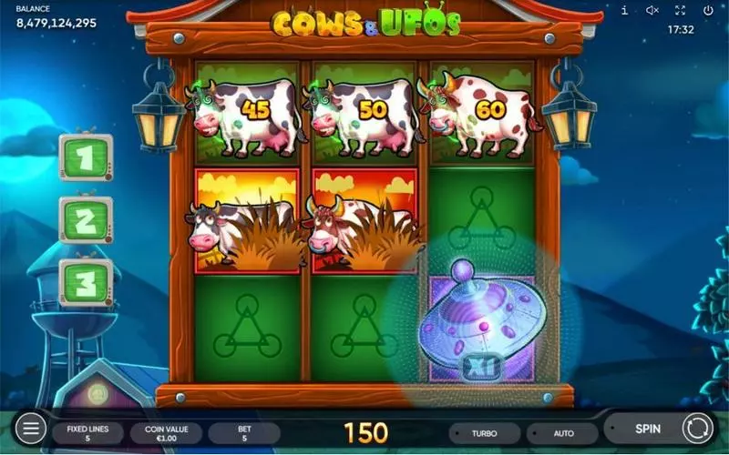 Main Screen Reels - Cows & UFOs Endorphina Slots Game