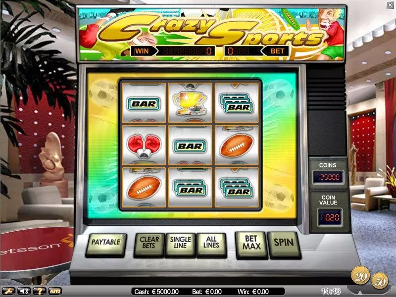 Main Screen Reels - Crazy Sports NetEnt Slots Game