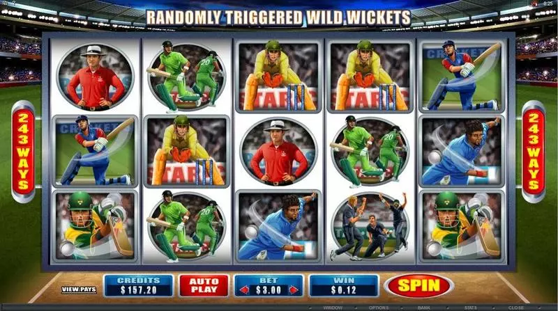 Main Screen Reels - Cricket Star Microgaming Slots Game