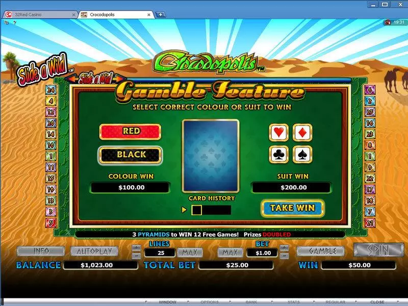 Gamble Screen - Crocodopolis Microgaming Slots Game