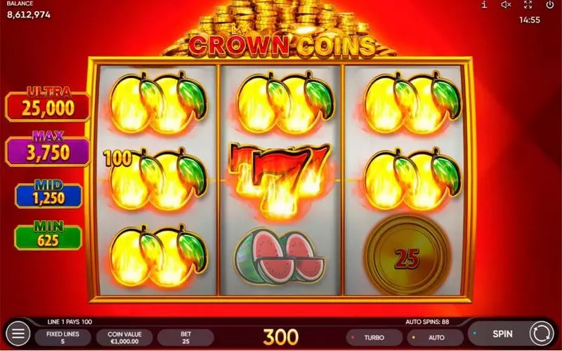 Main Screen Reels - Crown Coins Endorphina Slots Game