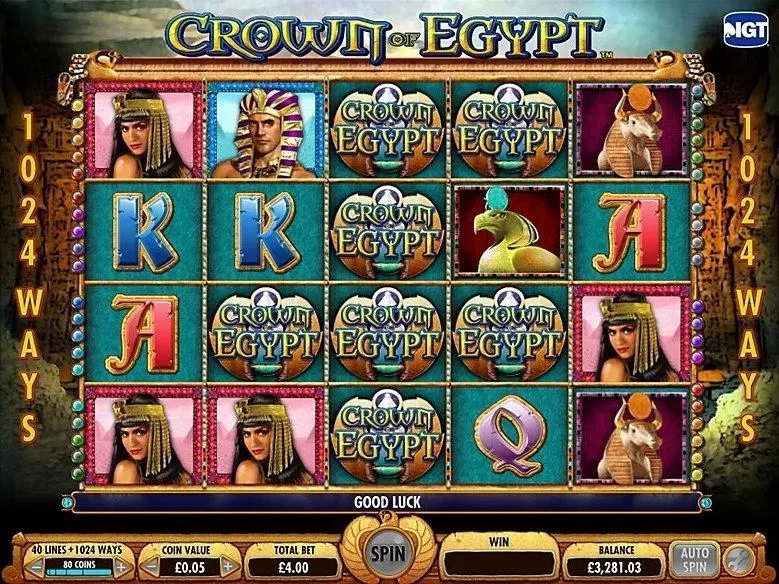 Introduction Screen - Crown of Egypt IGT Slots Game