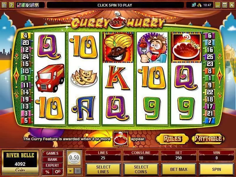Main Screen Reels - Curry in a Hurry Microgaming Slots Game