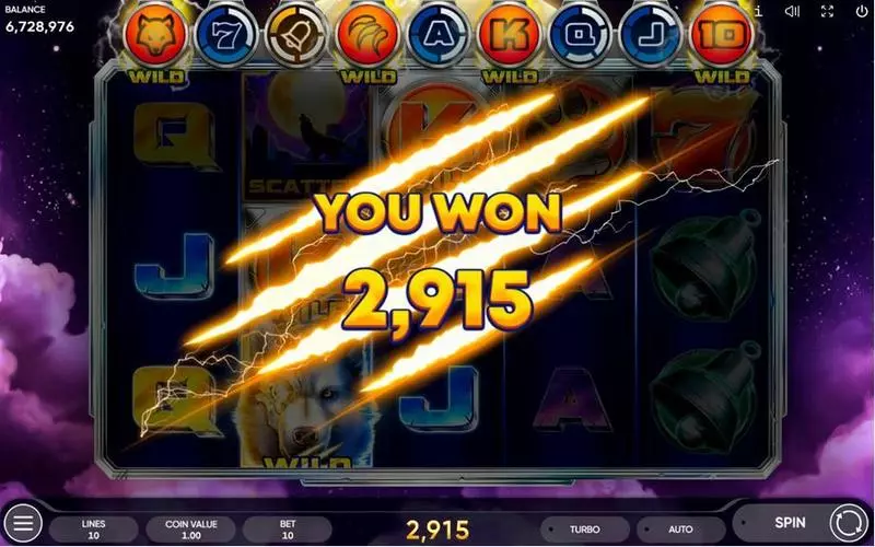 Winning Screenshot - Cyber Wolf Endorphina Slots Game