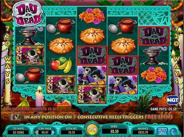 Introduction Screen - Day of the Dead IGT Slots Game