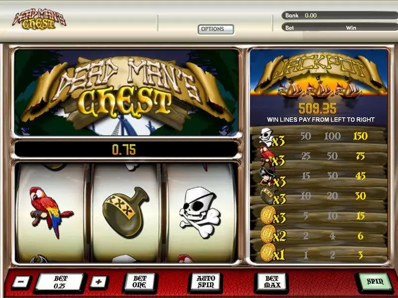 Main Screen Reels - Dead Mans Chest 1 Line Parlay Slots Game