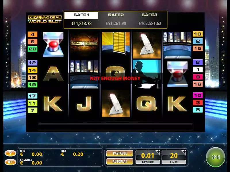 Main Screen Reels - Deal or No Deal World GTECH Slots Game