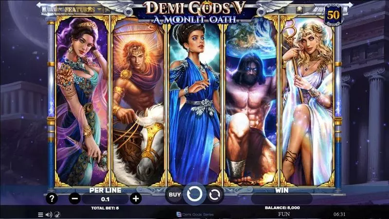 Main Screen Reels - Demi Gods V – A Moonlit Oath Spinomenal Slots Game