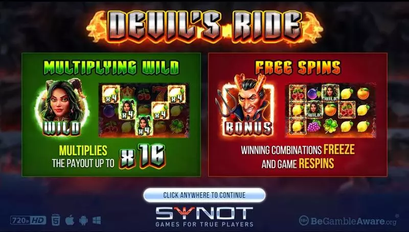 Main Screen Reels - Devils Ride Synot Games Slots Game