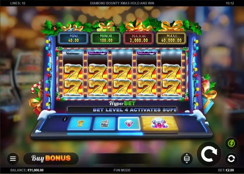 Main Screen Reels - Diamond Bounty Xmas Hold and Win! Kalamba Games Slots Game