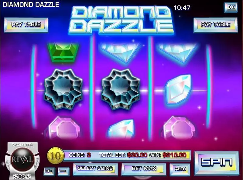 Main Screen Reels - Diamond Dazzle Rival Slots Game