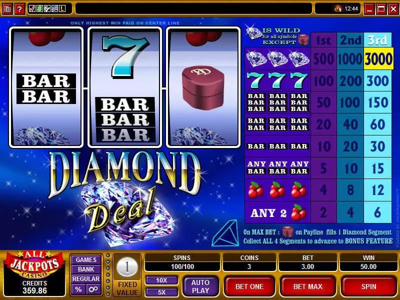 Main Screen Reels - Diamond Deal Microgaming Slots Game