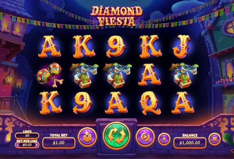 Main Screen Reels - Diamond Fiesta RTG Slots Game