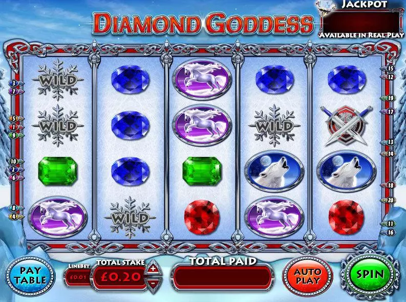 Main Screen Reels - Diamond Goddess Inspired Slots Game