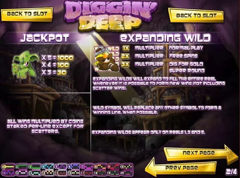 Info and Rules - Diggin Deep Rival Slots Game