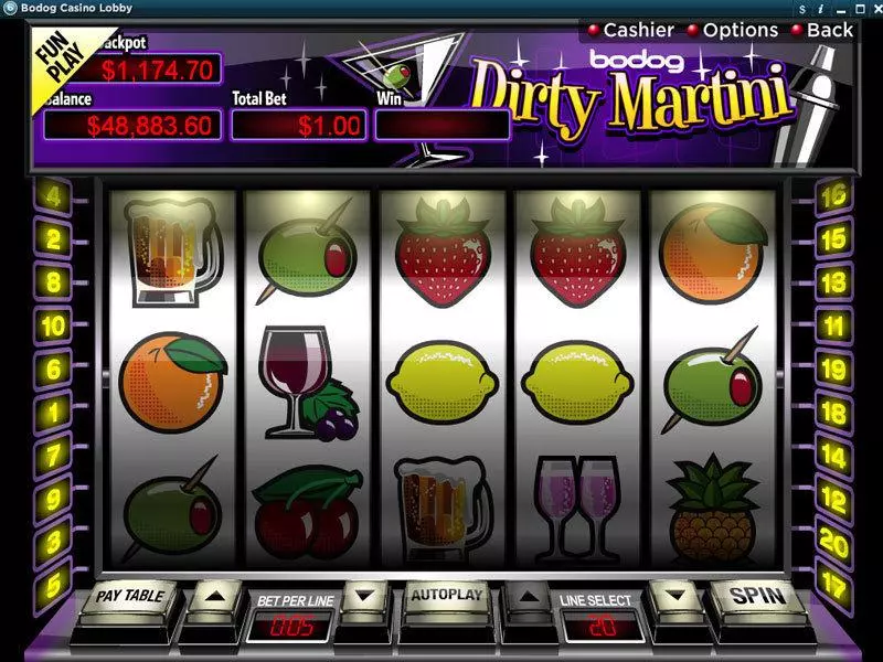 Main Screen Reels - Dirty Martini RTG Slots Game