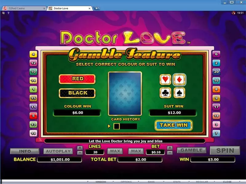 Gamble Screen - Doctor Love Microgaming Slots Game