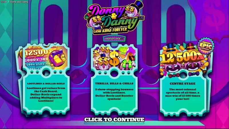 Introduction Screen - Donny and Danny Hacksaw Gaming Slots Game