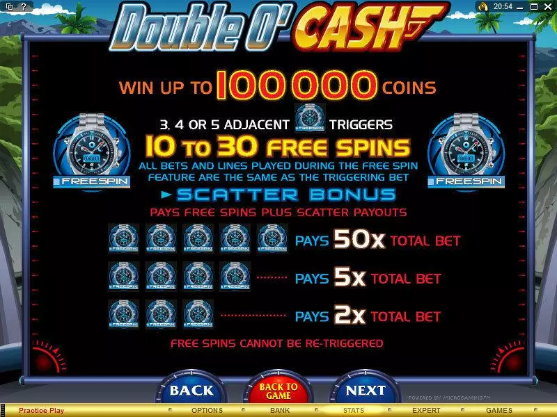 Info and Rules - Double O'Cash Microgaming Slots Game