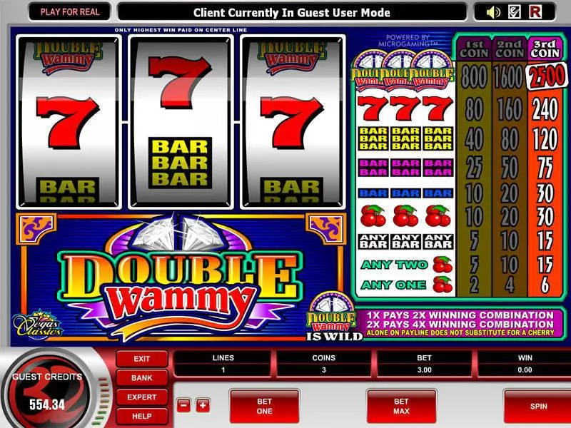 Main Screen Reels - Double Wammy Microgaming Slots Game