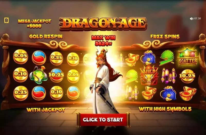 Introduction Screen - Dragon Age Hold and Win BGaming Slots Game
