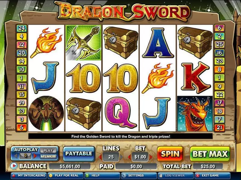 Main Screen Reels - Dragon Sword CryptoLogic Slots Game