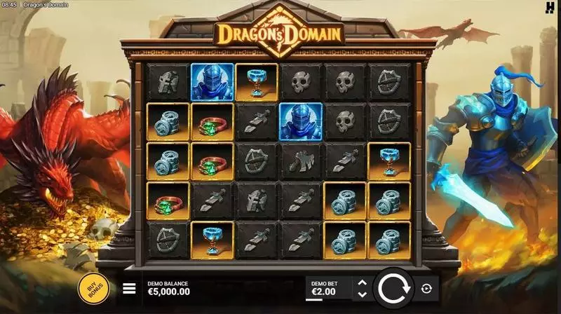 Main Screen Reels - Dragon’s Domain Hacksaw Gaming Slots Game