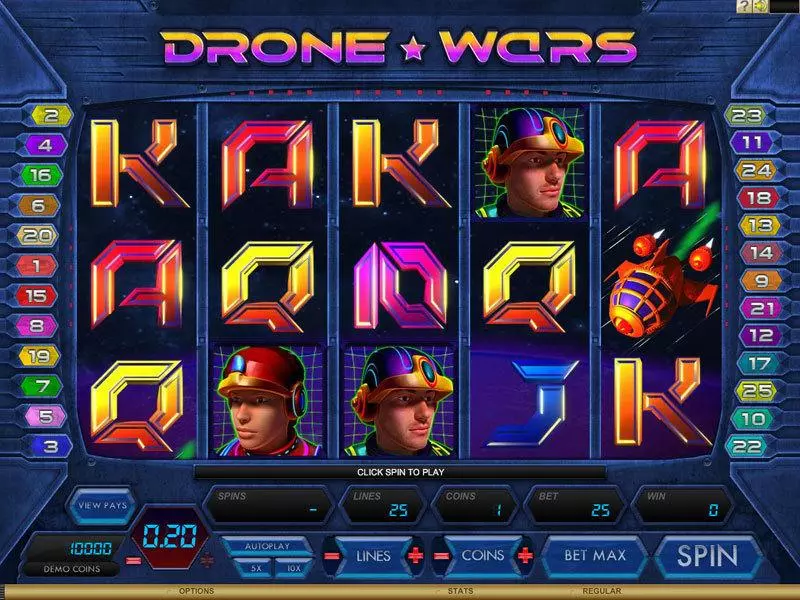 Main Screen Reels - Drone Wars Genesis Slots Game