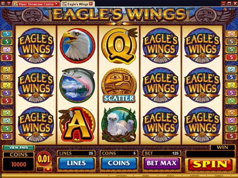 Main Screen Reels - Eagle's Wings Microgaming Slots Game