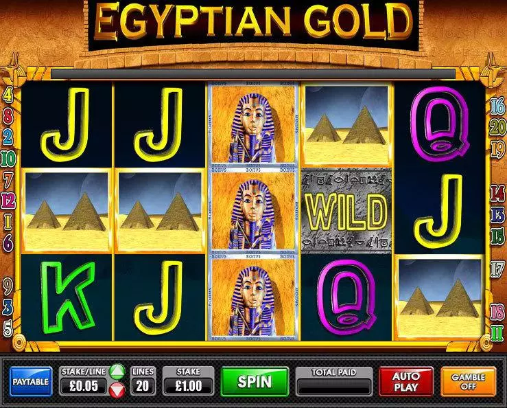 Main Screen Reels - Egyptian Gold Games Warehouse Slots Game
